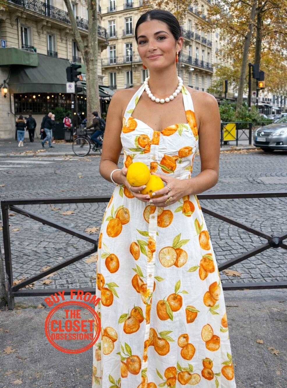 Zara Italian Summer Citrus Linen Midi Dress Mediterranean NWT